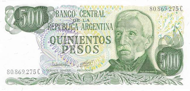 Argentinien p303b-2 C 500 Pesos 1977